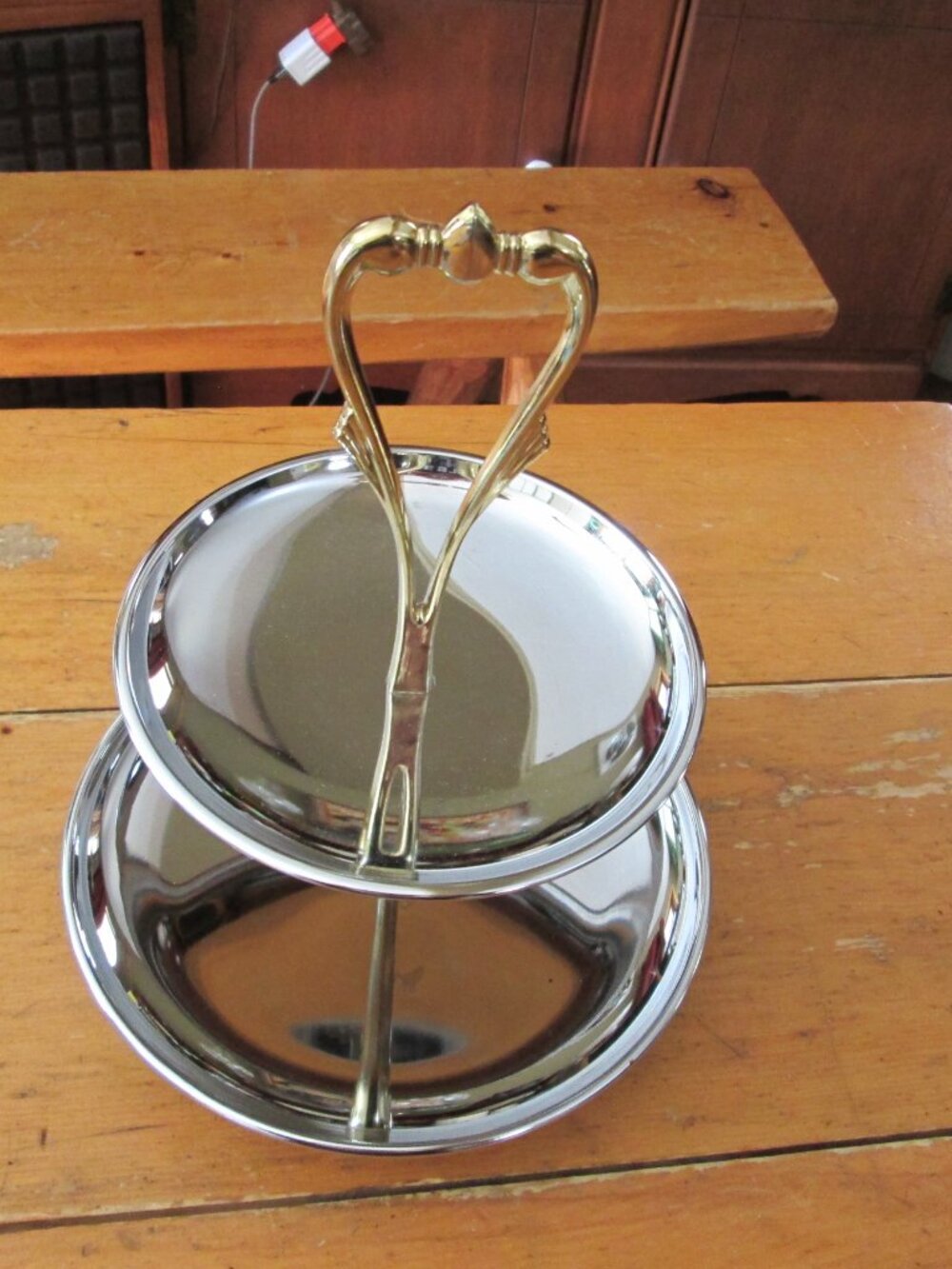 vTG VOGUE Kromex tidbit tiered server dish chrome brass in box - Picture 4 of 6